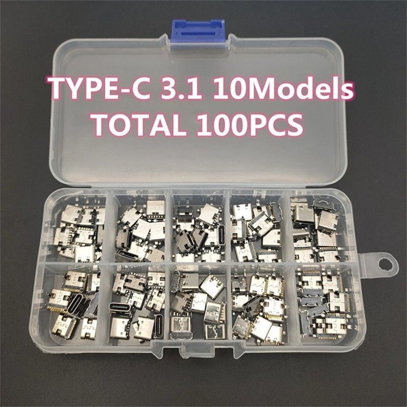 100Pcs Type C USB 3.1 Female Plug Connector Jack Solder Repair Replacement gallery