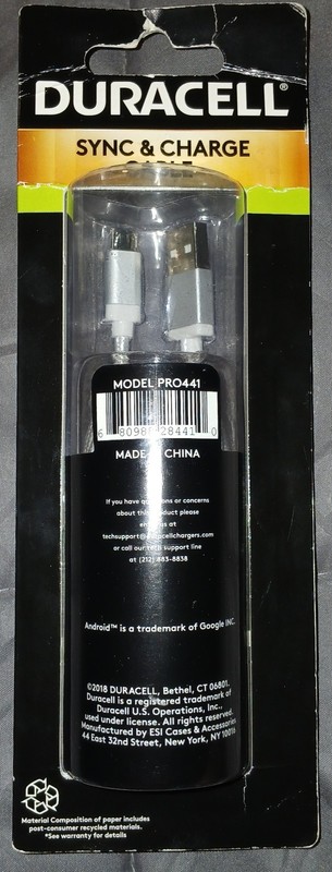 Duracell 10’ Sync & Charge Cable Micro, #PRO441, Smartphones, tablets NEW gallery