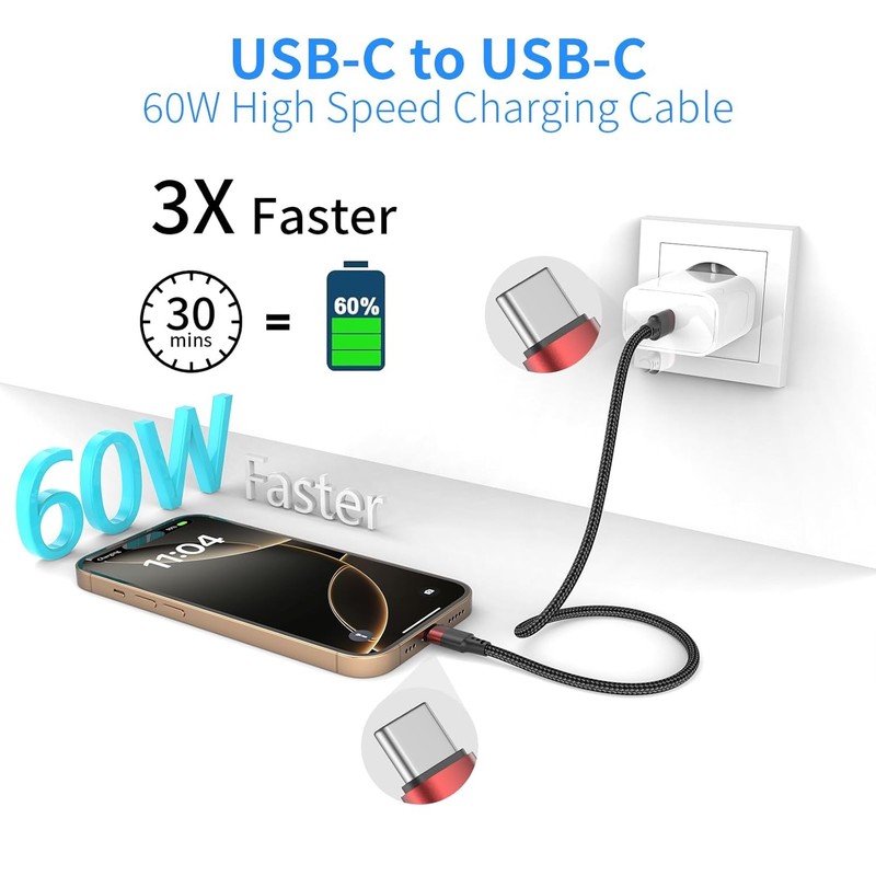6 Inch Short USB C to USB C Cable, 0.5Ft 3 Pack Short USB C Charger Cable Braide gallery