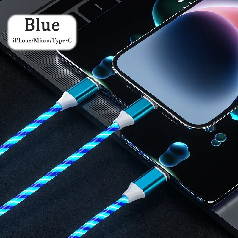 3 in 1 LED Light Glowing Charging Cable 3A Micro USB C Type C gallery
