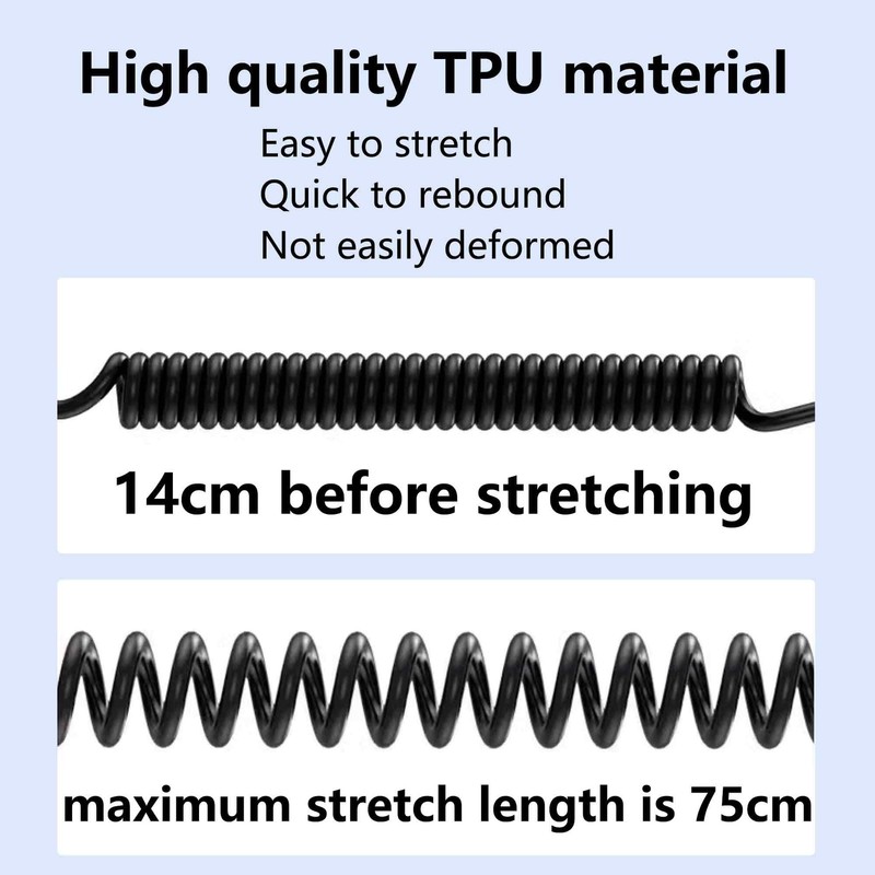 MISYNLON USB C to USB C Coiled Cable,Right Angle Type C Spring 6A Fast Chargi... gallery