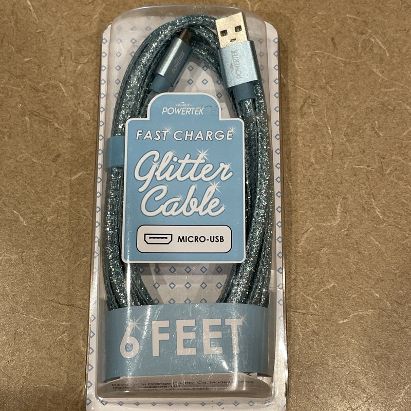 Blue Glitter Cable Fast Charge Micro USB 6 Feet Micro Charger Charging Cord New