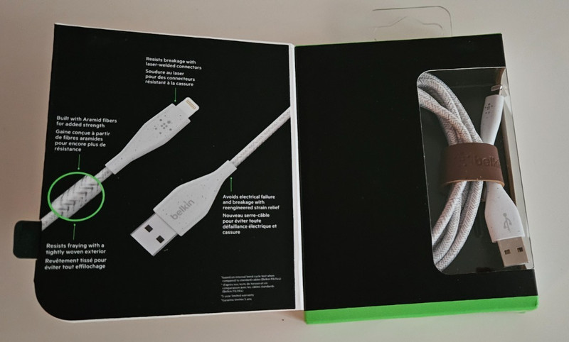 Genuine Belkin USB-A Cable and strap, iPhone / iPad New in packaging gallery