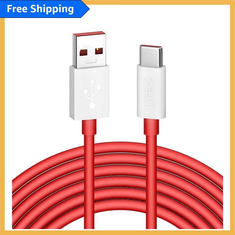 Tangle-Free 6FT OnePlus Charging Cable – 65W/80W Compatibility for All Models