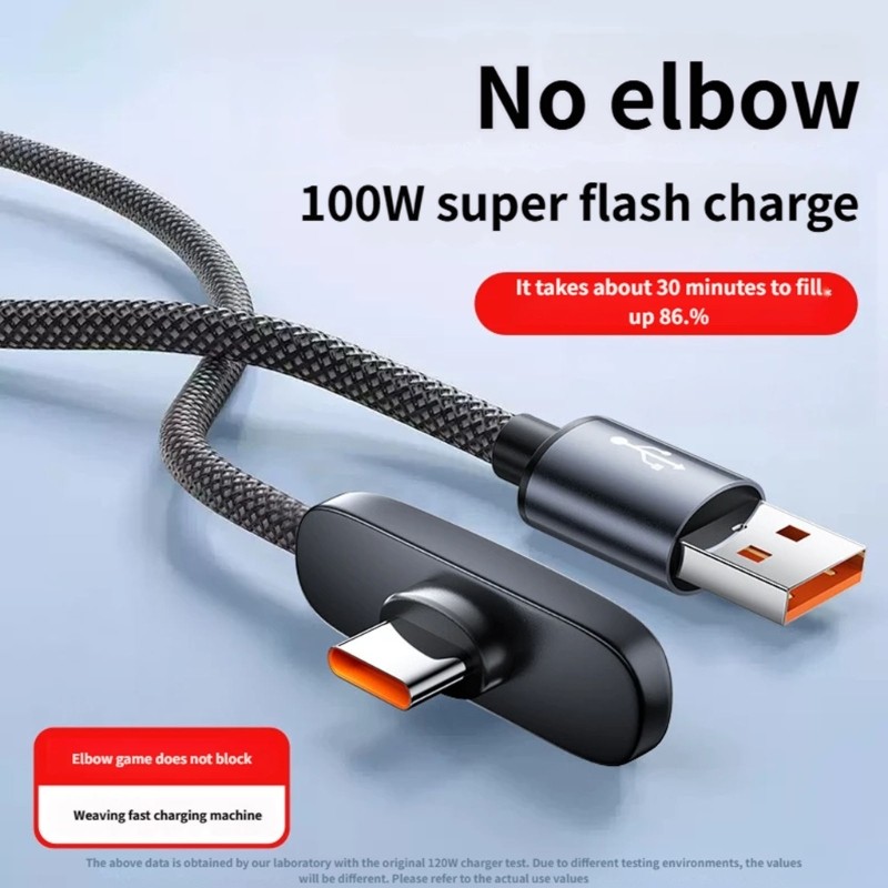Fast Speed 100W USB C Chargers Cord Flexible Right Angle Design Coppers Cores gallery