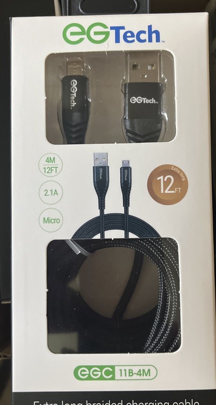 Wholesale Lot Of 24 Micro To USB To Charge/ Sync Cable EG Tech Black 12ft