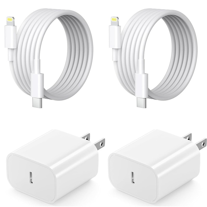 2-Pack 20W USB-C Charger + 6FT Cable for iPhone 14/13 Series