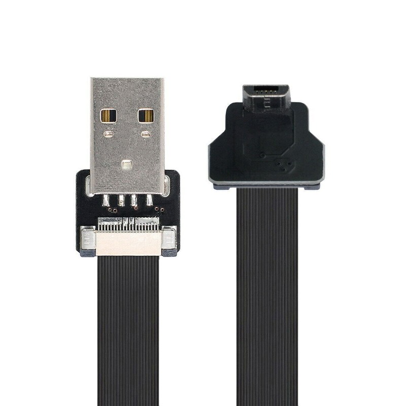 Down Angled USB2.0 Type-A to Micro USB 5Pin Data Flat Cable for FPV & Phone gallery