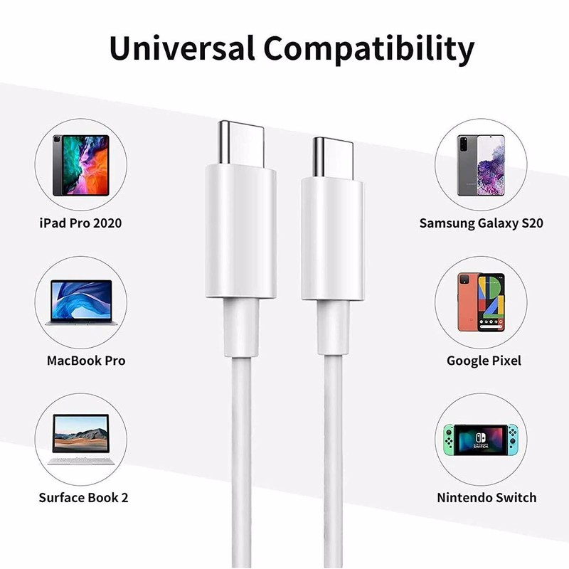 Replacement Type-C USB-C to USB-C Charging Cable White For Samsung Galaxy Phones gallery