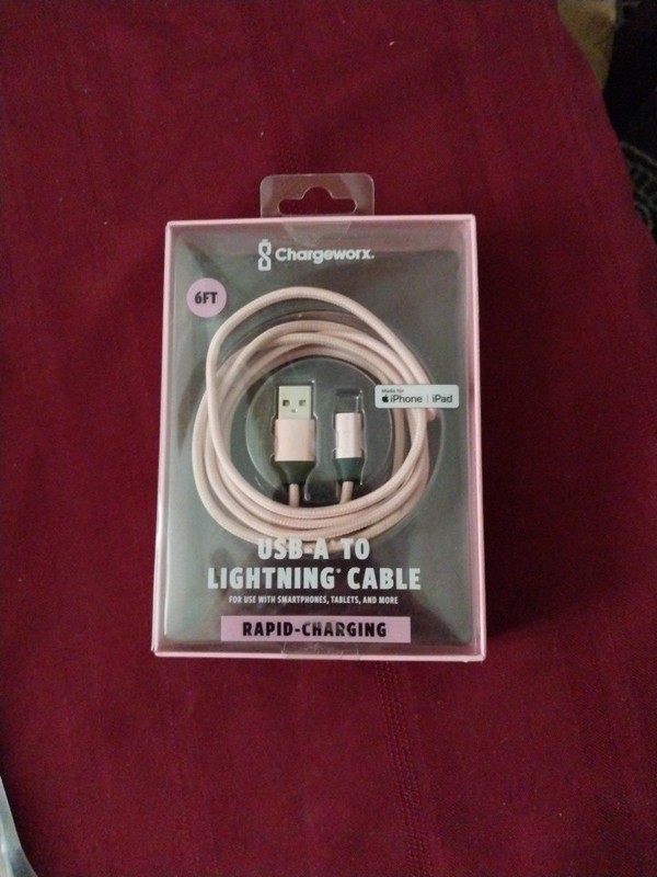 Charge Worx 6 ft. USB Rapid Charge Cable Connector Cord for iPhone
