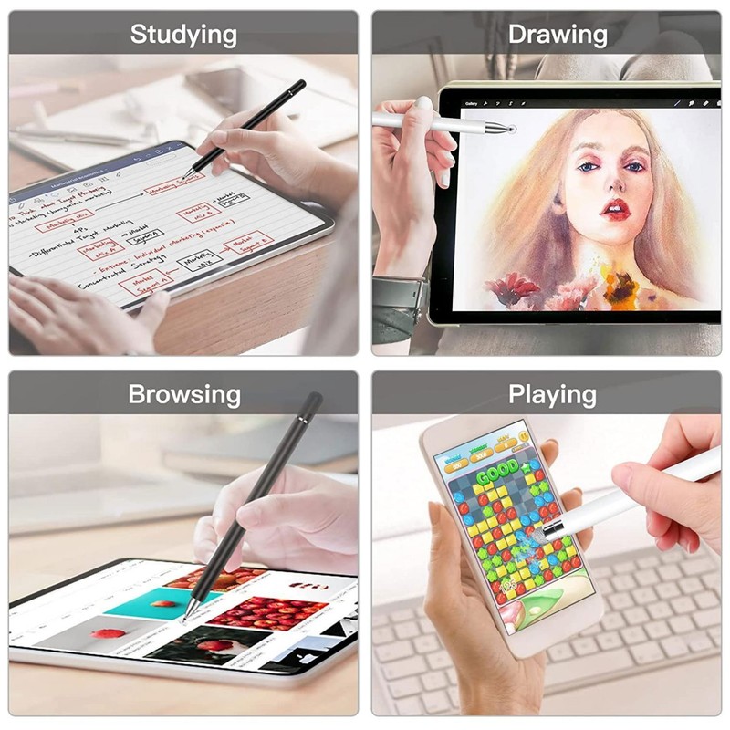 STYLUS TOUCH SCREEN PEN FIBER TIP ALUMINUM LIGHTWEIGHT WHITE for TABLETS gallery