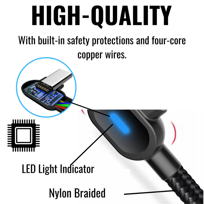 90 Degree Right Angle USB to Type C Charger Cable Fast Charging Power Adapter gallery