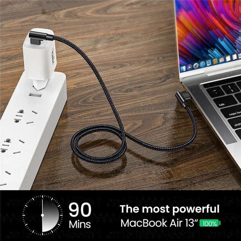 100W USB C To Type C PD Fast Charger Cable 90 Degree Angle Charging Cord Wire Fo gallery