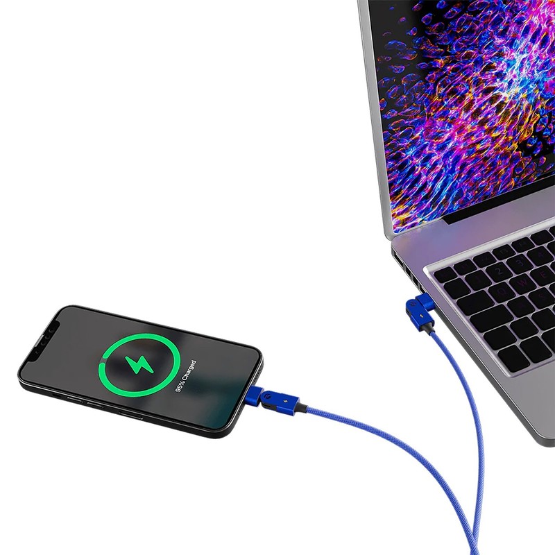 Raycon® Magic Spin 100Watt USB-C® to USB-C® Charge and Sync Cable 3.3 Ft.- Blue gallery