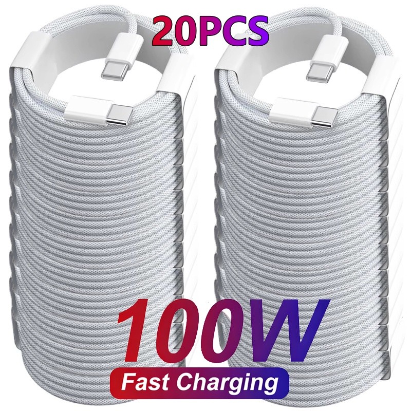 20Pcs 100W PD USB-C to USB C Fast Charger Cable For Apple