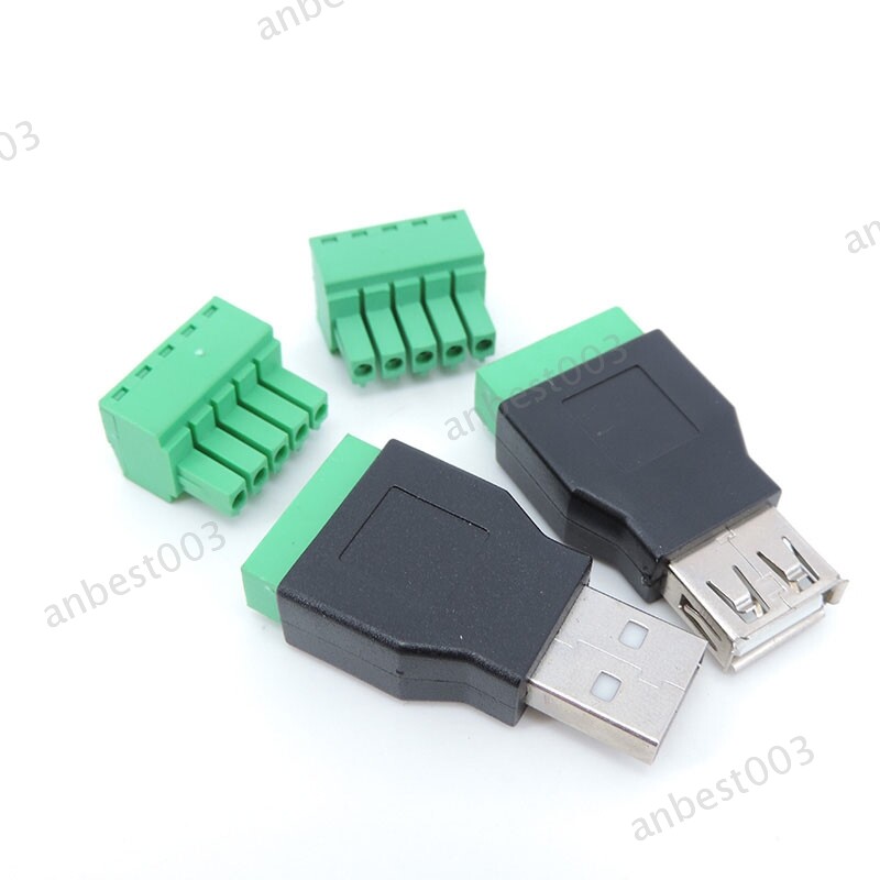 USB2.0 Type A Male Female to 5 Pin Screw Connector Jack Shield Terminal Plug gallery