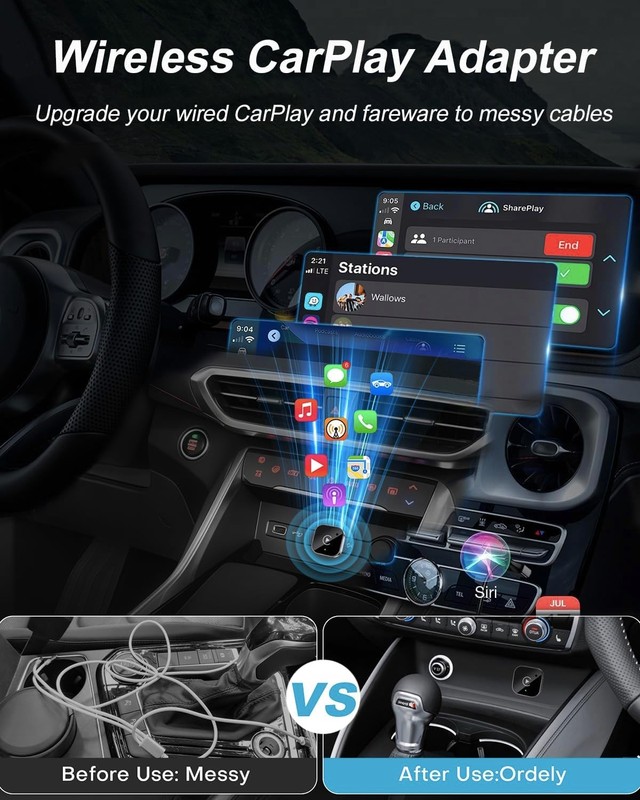 2025 Upgraded Mini Wireless CarPlay & Android Auto Adapter, 2-in-1 CarPlay Do... gallery