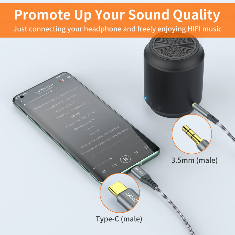 JXMOX USB C to 3.5Mm Audio Aux Jack Cable (4Ft 2-Pack), Type C to 3.5Mm gallery