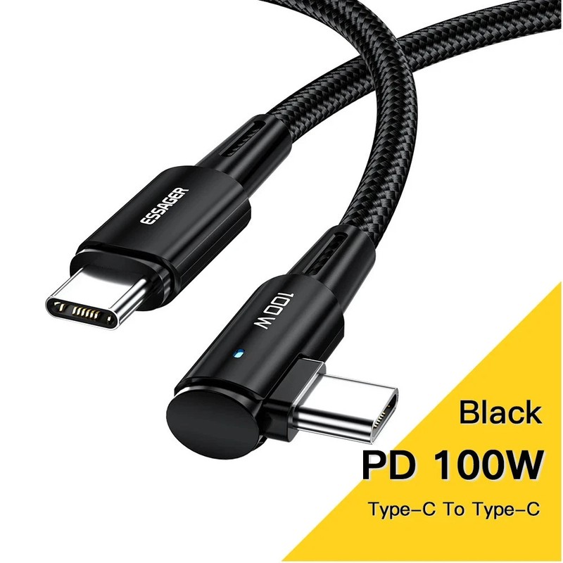 Essager 100W USB-C to USB-C Cable 90° Angle Fast Charging Type-C 1m/2m/3m gallery