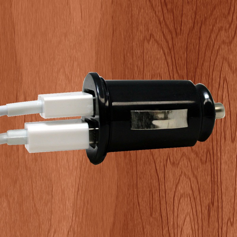 Power Dual 2 Port USB Mini Bullet Car Charger Adapter BLACK ~US SELLER gallery