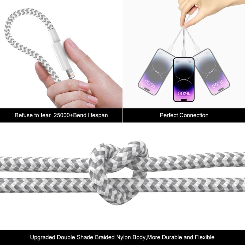 iPhone Charger 3 Pack Lightning Cable 3FT [Apple MFi Certified] Nylon Braided... gallery