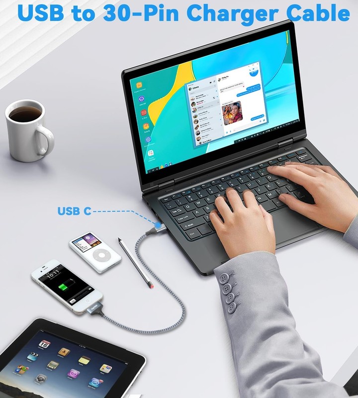 30 Pin to USB C Adapter Ipod Charger Nylon Braided Fast Charging Data Cord Next gallery
