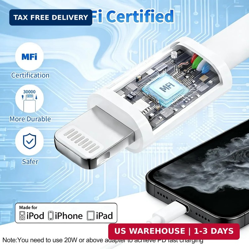 iPhone Charger Cord [Apple MFi Certified] USB C to Lightning Cable 3Pack 10 FT T gallery