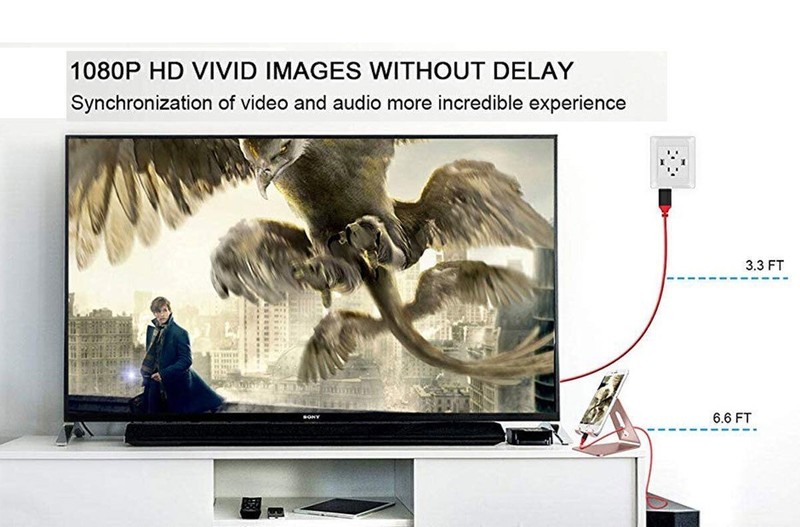 HDMI Mirroring AV Cable Phone to TV HDTV Adapter 1080P for iPhone 14 13 12 11 XR gallery