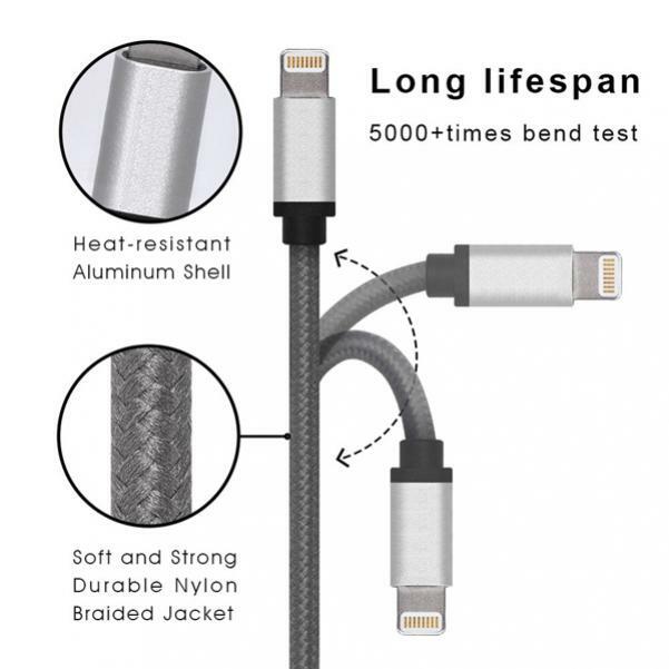 iPHONE iPAD iPOD - USB CABLE FAST CHARGE POWER CORD SYNC WIRE BRAIDED 3FT LONG gallery