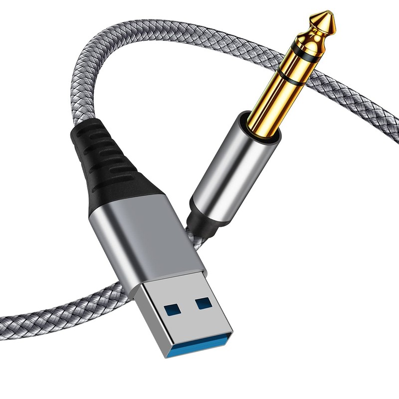 NCGGY USB to 6.35mm 1/4 inch TRS Audio Stereo Cable 6.6FT,USB-A to 6.35mm Qua…