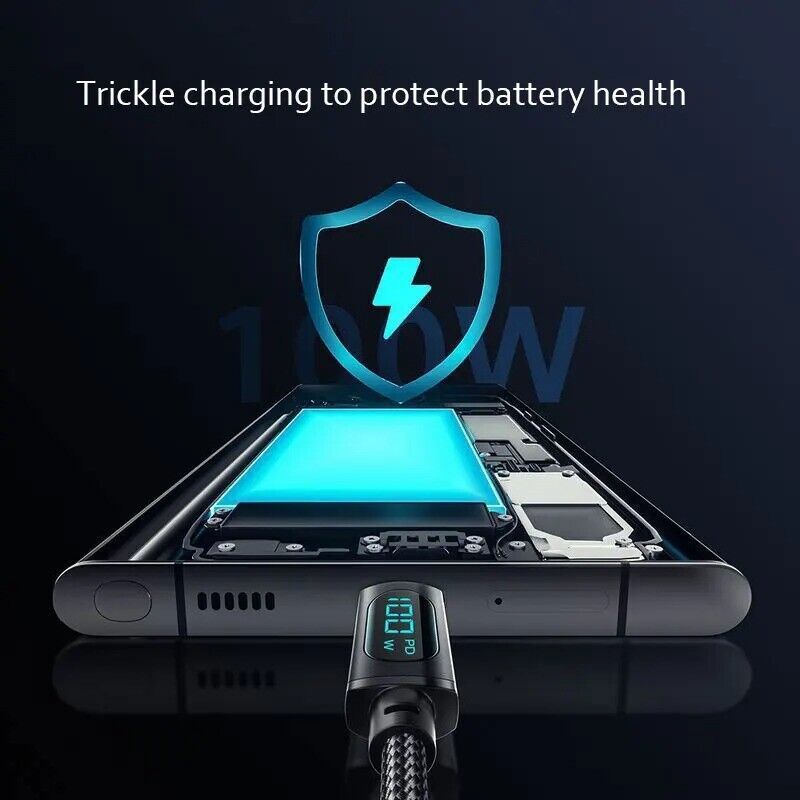 Type-C to Type-C Cable 100W PD Fast Charging 6.6ft Cord Charger with LED Display gallery