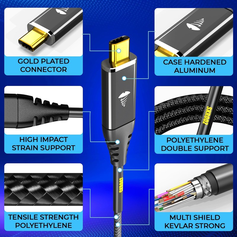 SKROOZ 240W USB-C to USB-C Cable (3.3ft) – USB4-40Gbps Data Transfer & 8K Vid... gallery