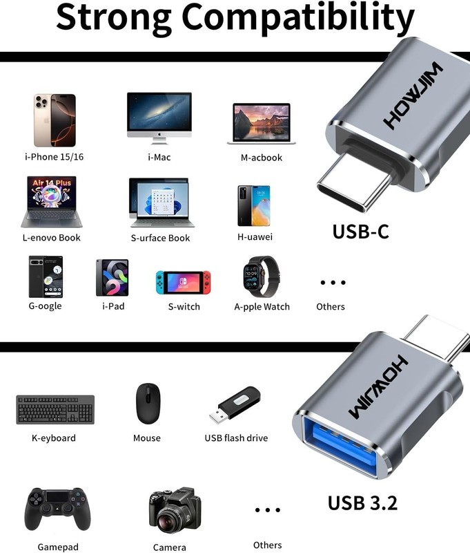 USB C to USB Adapter 2 Pack,10Gbps Data Transfer Fast Charging,USB C Male to ... gallery