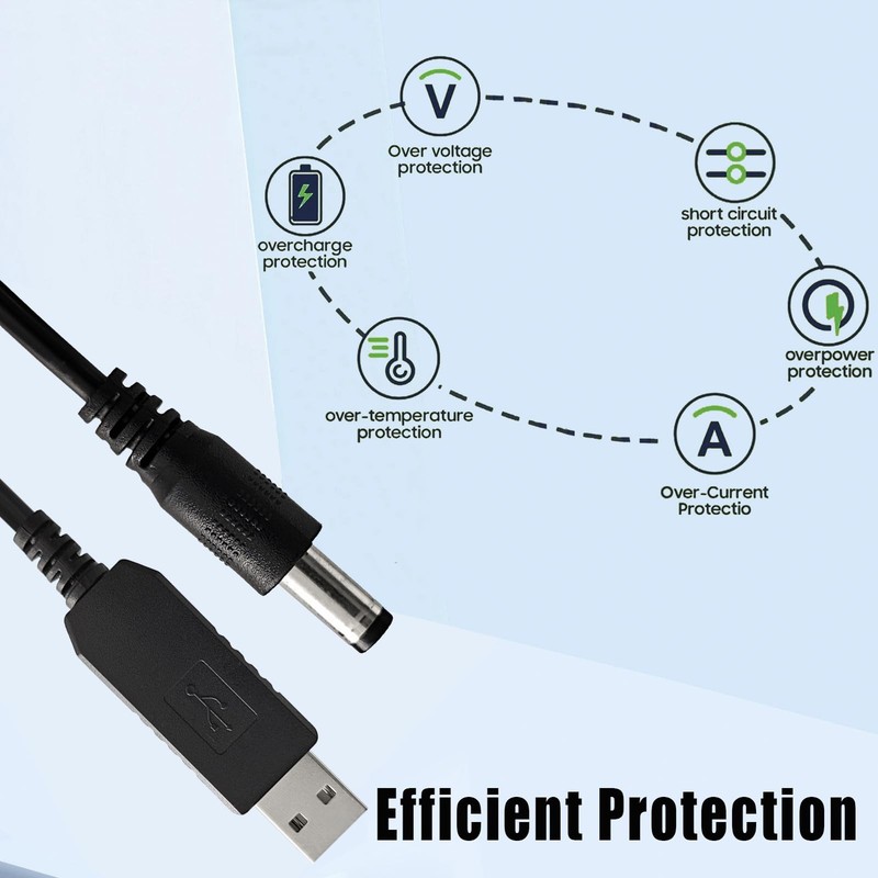 5V USB to 12V DC 5.5MM X 2.5MM /2.1MM Plug Cable for Baby Car , Speaker - Set... gallery