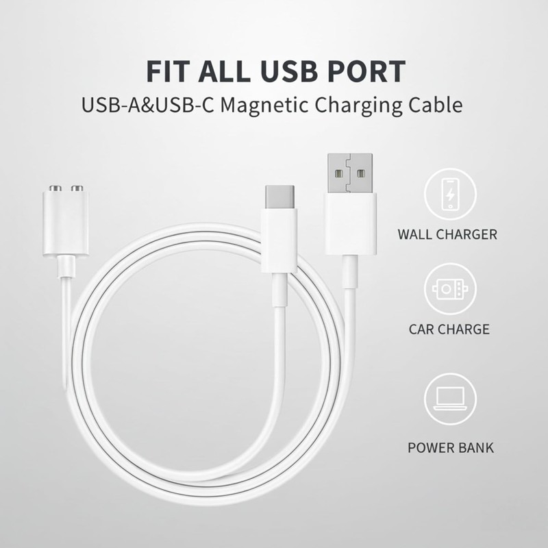 2PCS 5MM Magnetic Charging Cables, Rose Charger Replacement, USB-A & USB-C, 2... gallery