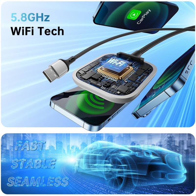 Wireless CarPlay Adapter for Apple CarPlay, Easy to Upgrade Wired CarPlay to ... gallery