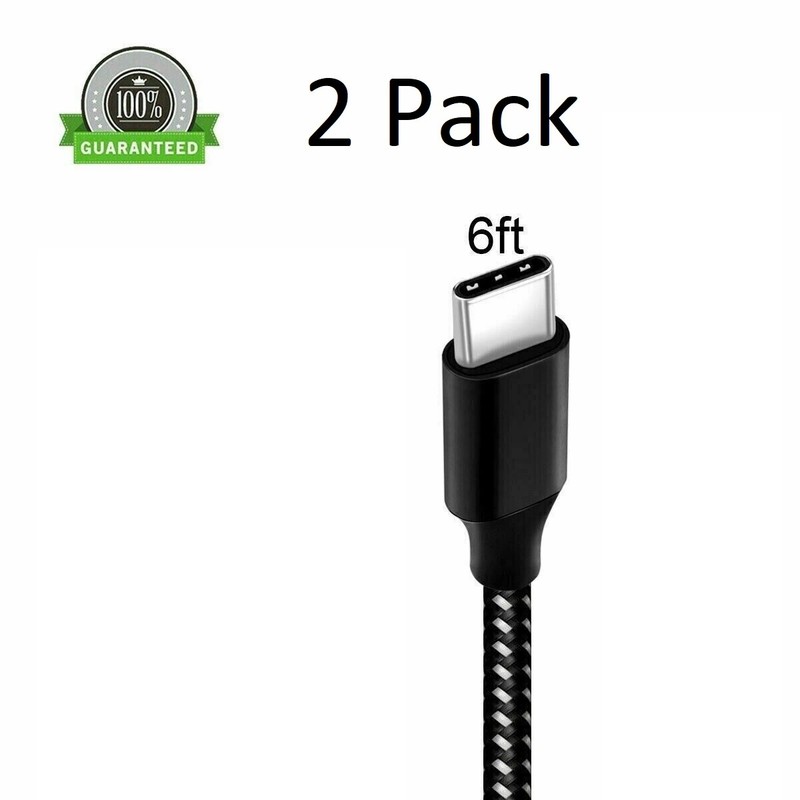 2 Pack Braided USB C Type-C Fast Charging Data SYNC Charger Cable Cord 6FT LONG