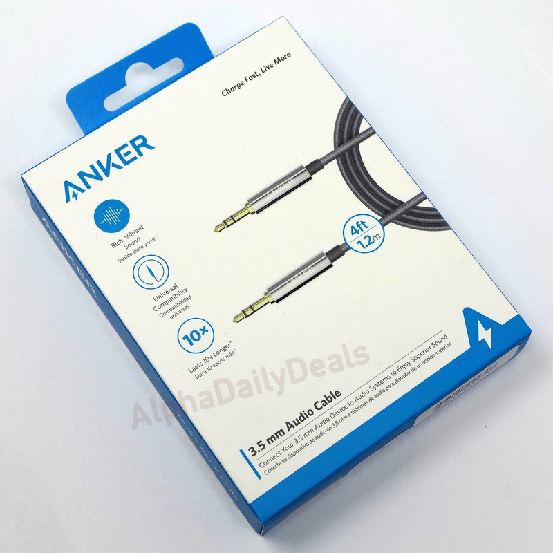 Anker PowerLine 3.5mm Stereo AUX Audio Cable 24K Gold Plated Phone Tablet Car