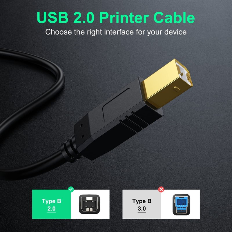 Printer Cable 25 ft USB 2.0 Type A to B Cord for Scanner, DAC, MIDI Keyboard,... gallery