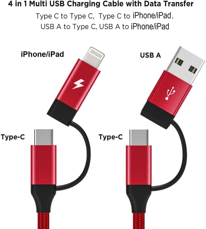 4-IN-1 USB-C CABLE FAST CHARGER POWER CORD WIRE for iPHONE iPAD PHONES TABLETS gallery