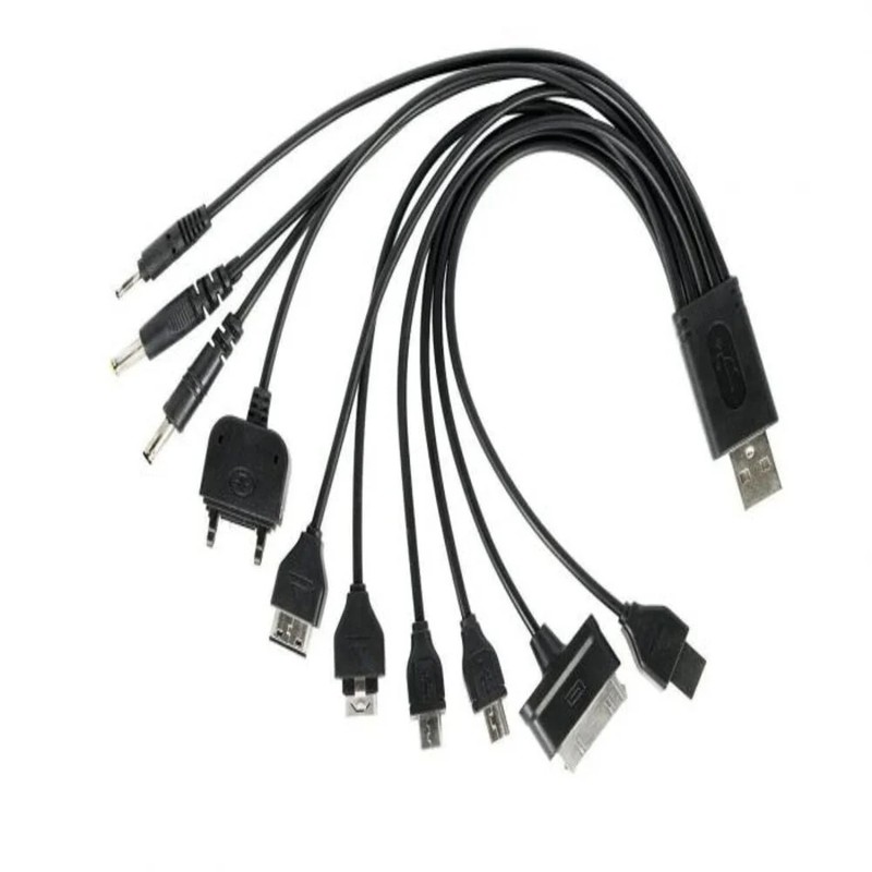 10 in 1 Multi USB Charging Cable for Phones Tablets (Black)