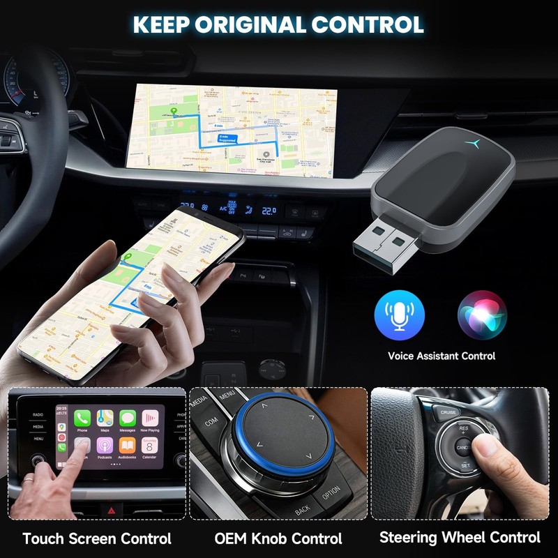 Mini Wireless CarPlay Adapter for iPhone 2025 Upgraded, Plug & Play, No Laten... gallery