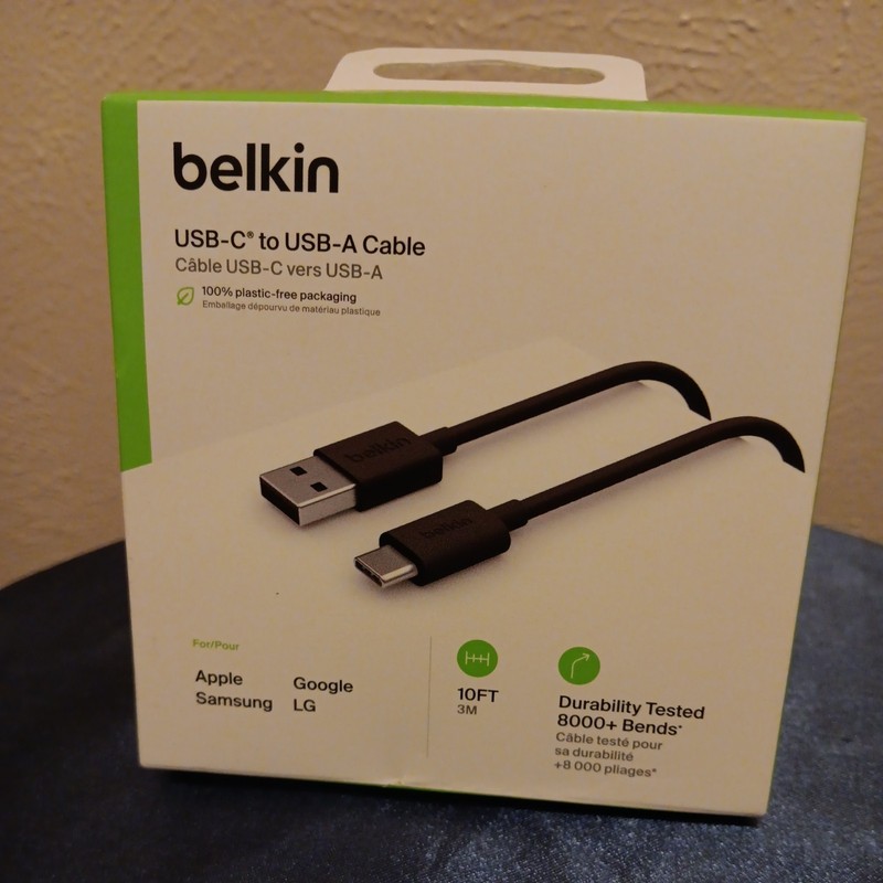 Belkin USB-C to USB-A Cable (3M /10ft) for Apple/Samsung/Google/LG .