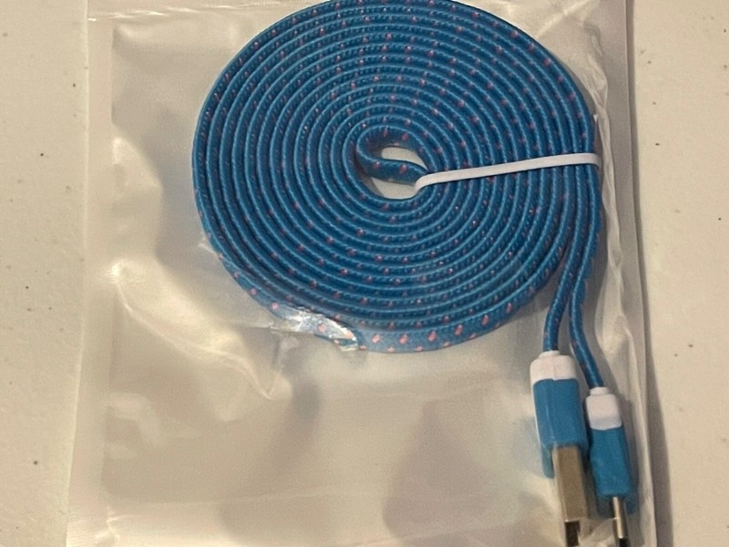 6FT FLAT NYLON BRAIDED data charger cable FOR MICRO-C TYPE REVERSIBLE PIN phones