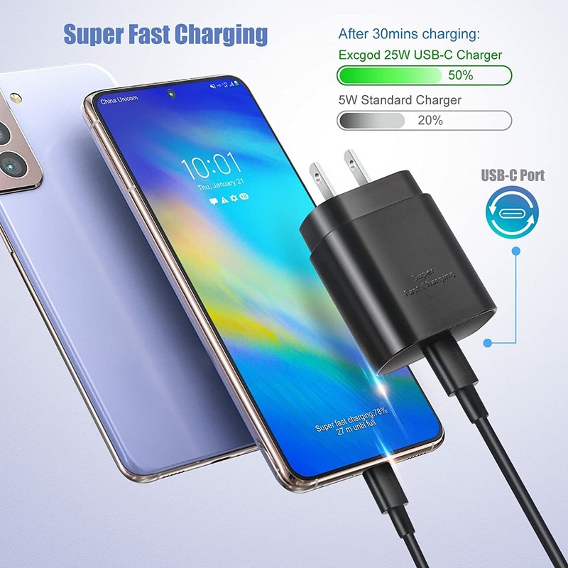 2X PD USB C To USB C Cable 25W Samsung Fast Charger Cube For iPhone 15 16 17 Air gallery
