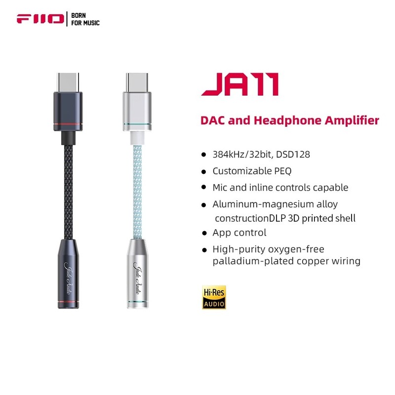 fiio JadeAudio JA11 USB Type C to 3.5mm Earphone/Headphone Adapter USB C Cable