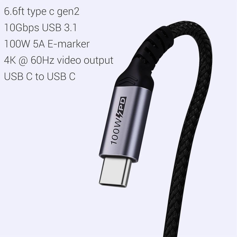 SUMPK USB C to USB C 6ft 2 Packs, 100W C to C Fast Charging Cable, Type C 3.1... gallery