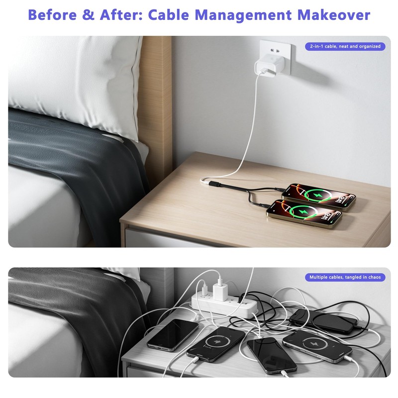 2-Pack USB Splitter 1 in 2 Out, Short USB Female to Dual Y Splitter Cable, Po... gallery