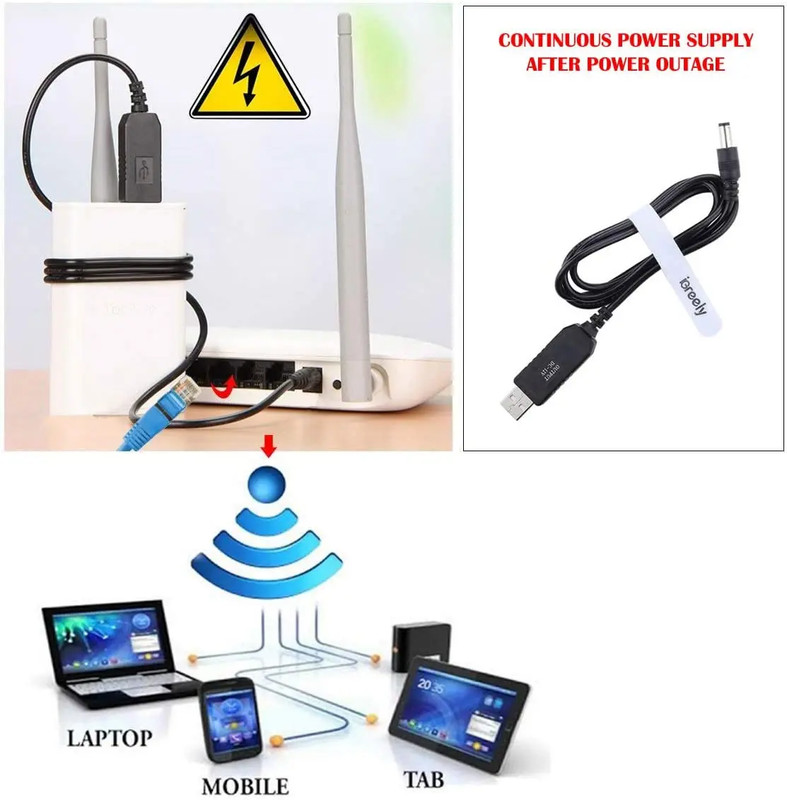 5.5*2.1Mm Wifi to Powerbank Cable Connector DC 5V to 12V USB Cable Boost Convert gallery