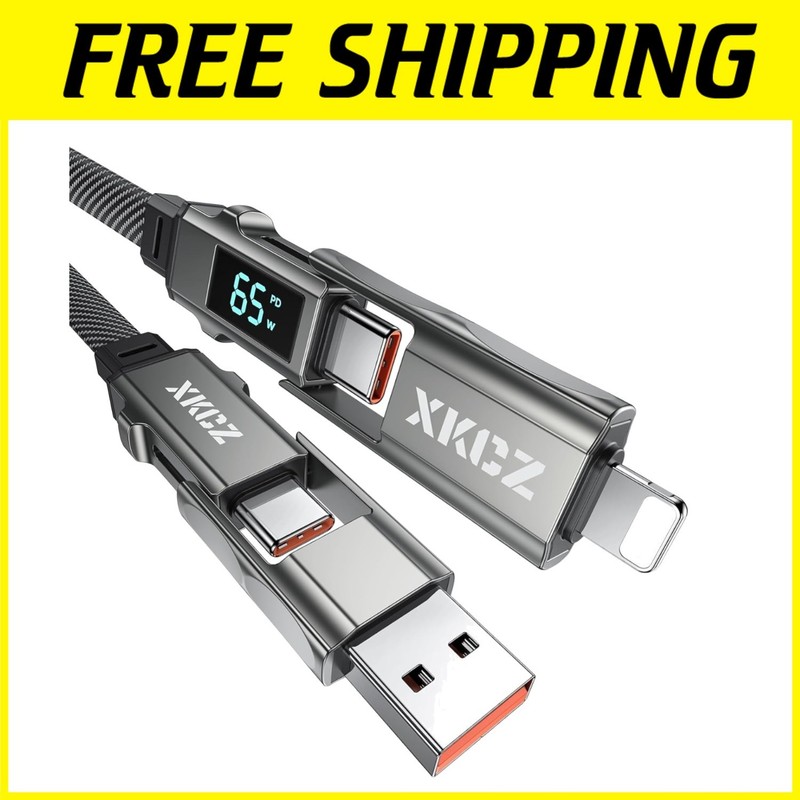 4-in-1 USB C Cable with Wattage Display, 65W Fast Charge